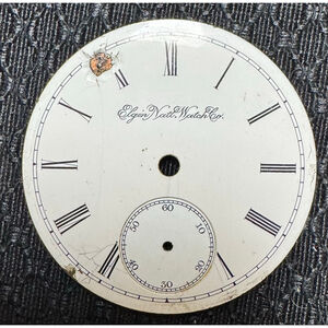 Elgin National Watch Co 18s White & Black pocket Watch Face - Enamel